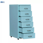 Movable Steel Metal Colorful Mobile Storage File Cabinet With Wheels Six Drawer