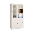 School Furniture Hygienic Two Glass Door Filing Cabinet Corrosion Resistant