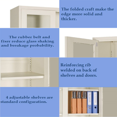 KD Structure Office Furniture Glass Door Filing Cabinet With Adjustable Shelf